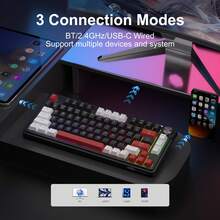 MageGee GK950 Bluetooth/2.4G/Wired Membrane Keyboard, Adjustable RGB Backlight, 80 Keys, Rotary Knob For Volume & Light Control, 4000mAh Battery, Silent Typing Keyboard, Suitable For Laptop,/PC/Tablet/Study/Family/Gift/Work/Gaming - View 6