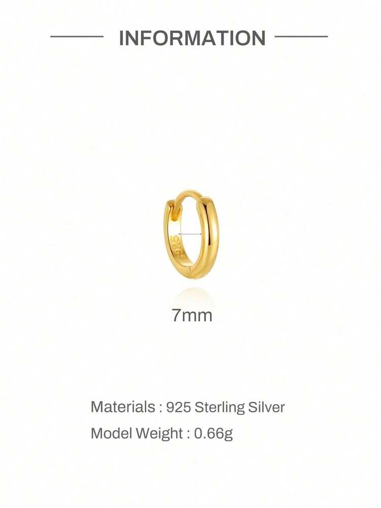 AnlaScheer 1pc Silver 925 Sterling Silver Multi-Size Moissanite Earring Piercing Hoop, Hypoallergenic Ear/Nose Jewelry, Suitable For Women's Daily, Party, Wedding - Gold - View 13