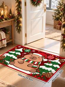 1pc Christmas Outdoor Non-Slip Door Mat With Cute Capybara Christmas Tree Pattern, Bathroom Mat, Kitchen Mat, Christmas Theme Decorative Rug, Multi-Functional Mat, Hallway Carpet, Soft And Convenient Non-Slip, Suitable For Kitchen Indoor/Outdoor Entrance, Bedroom, Home Decor, Machine Washable - Multicolor - View 8