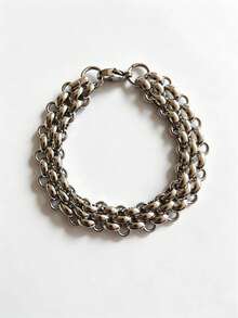 1/4 piezas Pulsera de cadena de acero inoxidable gruesa, pulsera de cadena de clip de papel de acero inoxidable 304 hecha a mano, textura pulida, pulsera personalizada en capas, regalo de joyería adecuado para hombres y mujeres - Pulsera hecha a mano - Ver 6