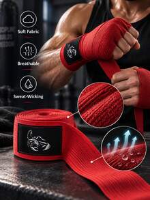 1 Pair Boxing Hand Wraps Elastic Hand Bandage, Muay Thai Combat Fighting Sanda Sports Protective Gear, Breathable And Sweat-Absorbing, Suitable For Boxing Sports, Boxing Training, Multiple Colors Available, Personalized Boxing Hand Wraps - Multicolor - View 5