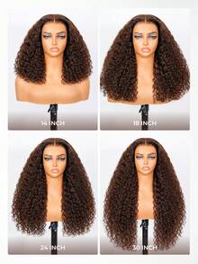 Deep Curly 13x6 Lace Frontal Wig, Dark Brown 100% Human Hair, Glueless Wig With Drawstring, Transparent Lace, Pre-Plucked Hairline, Natural Hairline, Breathable Cap, Beginner Friendly - S4 - View 8