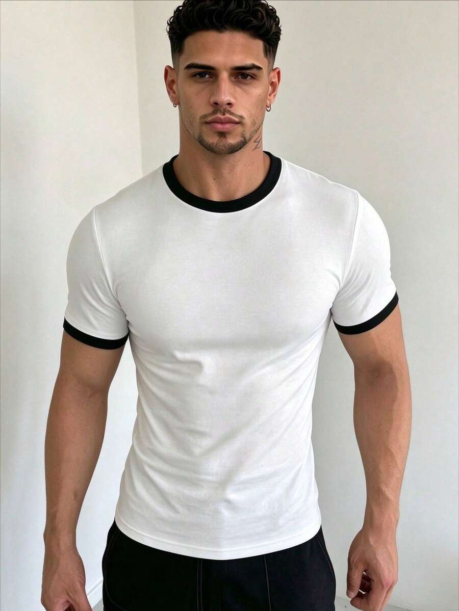 ZYNTH BALENO Men's Summer Fashion Crew Neck Short Sleeve T-Shirt, Suitable For Gym, Outdoor Sports, White