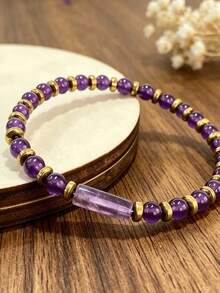 Amethyst Handmade Bracelet, Natural Material, First Choice For Daily Wear - Purple - View 3