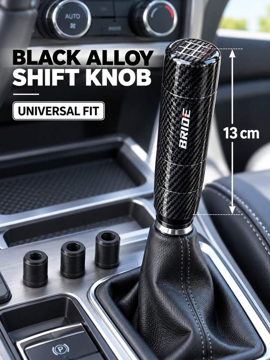1 buah Tombol Tuas Persneling Paduan Aluminium, Gagang Tuas Persneling Pengganti Logam untuk Interior Mobil, Pilihan Label Acak - hitam - View 1