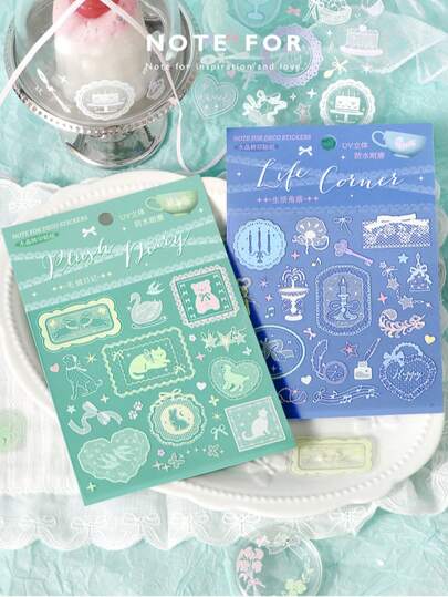 Crystal Transfer Stickers Lace Praise Series Cute Ins Style 3D Lace Planner Stickers For Notebooks, Diaries, Journals, Back To School Season, School Opening Season
