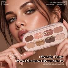 HANDAIYAN Palet Eyeshadow Nuansa Hangat, Set Eyeshadow Matte Berkilau Cokelat Emas Merah Muda untuk Riasan Natural dan Tampilan Smoky - MultiWarna - View 1