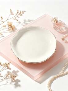 A Jewelry Storage Tray, Decorative Small Accessory Tray, Holiday Gift, Her Wedding Engagement Gift, Ceramic White Jewelry Display, Gift For Female Friends, Christmas Gift, Jewelry Storage Tray Suitable For Store Display, Wedding Jewelry Display Tray - Multicolor - View 2