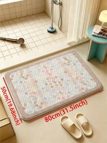SANJIANGDI 1pc Colorful Macaron Pattern Kitchen Mat, 0.6mm Faux Cashmere Material, Soft And Machine Washable, Suitable For Kitchen, Hallway, Bathroom, Living Room, Outdoor Entrance, And Toilet, Usable Year-Round And Adaptable To Various Occasions. - Multicolor - View 13