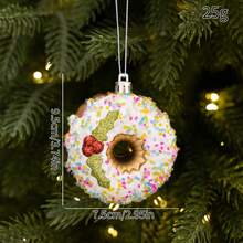 1pc Food Shaped Christmas Tree Ornament, Hamburger Donut Ice Cream Pendant, Kids Christmas Party Decoration - Multicolor - View 6
