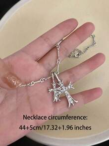 Silver Versatile Cross Pendant Long Necklace For Women, Light Luxury Niche High-End Sweet Cool Hot Girl Style Collarbone Chain Accessory - Multicolor - View 8