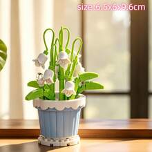 Multi-Color Building Block Potted Flower Series Includes: Lily, Hyacinth, Lily Of The Valley, Sunflower Pot, Jade Plant, Pink Spider Plant. ABS Material, Building Block Toy Set. Atmospheric Display Decor, Suitable For Hobbyists And Collectors. Halloween, Christmas, Carnival Party Gift. - Multicolor - View 9