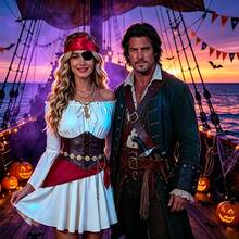 9-Piece Women's Pirate Costume Accessory Set Halloween Outfit Accessories Adult Set (Clothing Not Included) - Multicolor - View 3