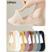 1/3/4/5/8/10/16 Pairs Women's Invisible Socks, Short Socks, Soft Breathable Low-Cut Invisible Liner Socks, Suitable For Flats, Loafers And Casual Wear, Back To School Season - Apricot - View 21