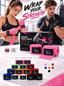 1 Pair Boxing Hand Wraps Elastic Hand Bandage, Muay Thai Combat Fighting Sanda Sports Protective Gear, Breathable And Sweat-Absorbing, Suitable For Boxing Sports, Boxing Training, Multiple Colors Available, Personalized Boxing Hand Wraps - Multicolor - View 4