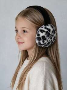 1pc Kids Leopard Print Faux Fur Earmuffs, Foldable Fluffy Winter Ear Warmers, Windproof Outdoor Ear Covers For Girls - Multicolor - View 5