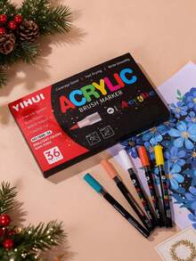 24/36/48/60pcs Colorful Acrylic Marker Pens, Direct Liquid Soft Tip, Layerable Painting Pens, Watercolor Markers, DIY Marking Pens, Architectural Measurement Woodworking Marking Pens, Office Drawing Markers, Random Colors, Random Packaging - Sets - View 3
