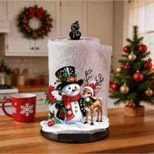 2D Flat Christmas Hat Red Scarf Gingerbread Man & Hot Drink Cup Printed Paper Towel Holder, Acrylic Material Vertical Roll Paper Storage Rack, Kitchen Dining Table Decor Ornament, Easy Installation, Suitable For Christmas Party Home Room Decoration (Paper Towel Not Included) - View 22