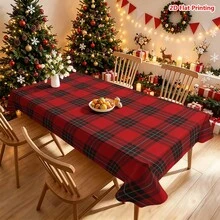 1件紅黑格紋經典蘇格蘭風桌布，適用於廚房餐桌裝飾、餐廳裝飾、野餐露營場景、節日派對桌面點綴、農舍風布置、日常桌面美化與聖誕主題氛圍 - 彩色 - 查看 16