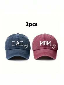 2件組中性純色 DAD+MAMA 印花復古棒球帽，時尚爸爸媽媽帽，男女適用，可調節帽帶，多功能卡車帽，適合戶外與日常穿著，節日禮物 - 款式B - 查看 16
