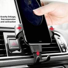 1pc Black Car Air Vent Phone Holder, Stable Anti-Shake Anti-Drop, Universal For Most Phone Models, Easy Installation, Convenient For Navigation Viewing, Car Phone Support Accessory - Gravity-support Navigation Mount - View 7