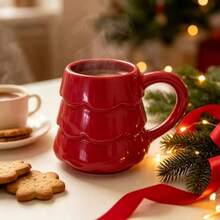 1pc Christmas Tree Ceramic Mug, 300ml/10.14oz Minimalist Style Christmas Theme Coffee Cup Milk Cup, Suitable For Christmas Holiday, Office Gathering, Cute Christmas Gift - Multicolor - View 1