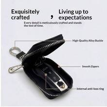 1pc Simple And Portable Car Key Bag Leather Key Protection Case Anti-Loss Universal Key Holder With Waist Strap And Grained Texture - Multicolor - View 3