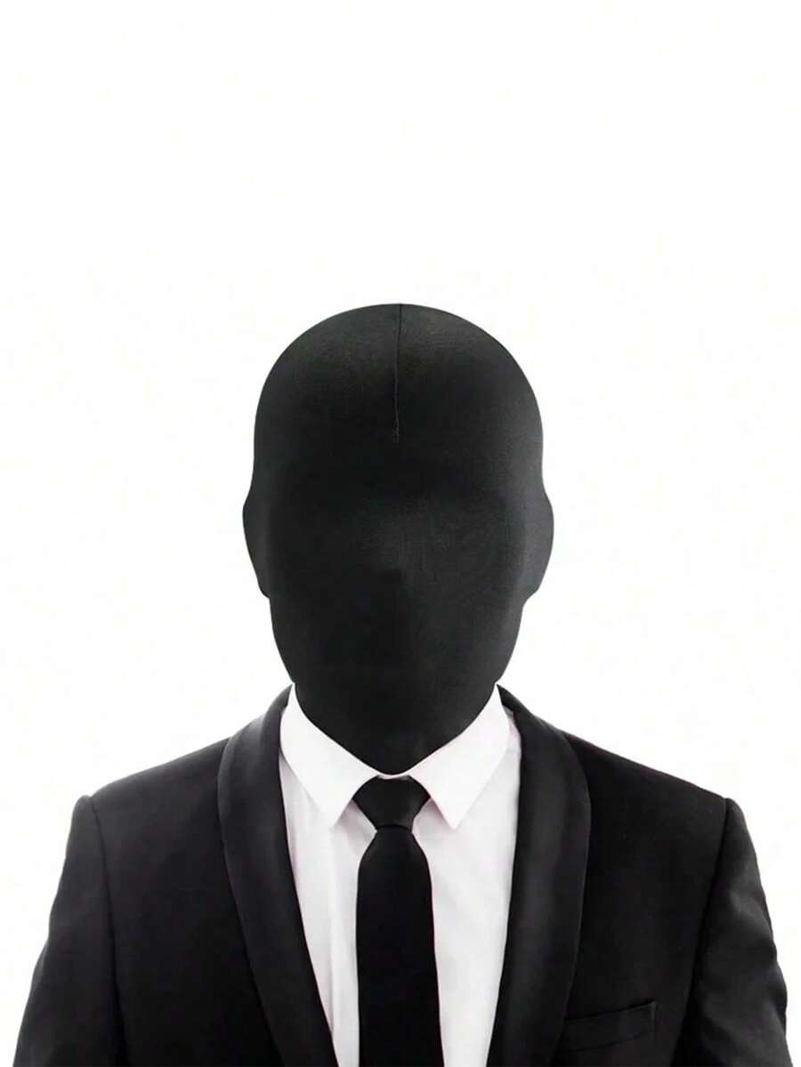 1pc Unisex Full Face Morph Mask, Elastic Breathable Faceless Head Cover, Black Cosplay Mask, Suitable For Adult Halloween Party And Carnival - A - View 1