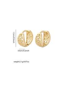 1 Pasang Anting Daun Berongga Berlapis Emas, Anting Jepit Populer, Cocok untuk Wanita Sebagai Hadiah dan Dekorasi Sehari-hari. - Yellow Gold - View 2