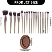 18pcs And 1pc Gift Makeup Brushes Set, Soft Dense Cosmetic Brushes For Foundation Powder Blush Eyeshadow Concealer Contour Highlight, Complete Face & Eye Makeup Brush Kit, Handles For Makeup Beginners And Daily & Party Makeup Application - Multicolor - View 11