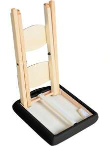 Taburete de masaje plegable de madera ligera, color negro, taburete portátil para terapia, tatuaje y facial, estructura resistente, fácil de transportar y guardar, ideal para salón de belleza, estudio de tatuajes y uso profesional en casa - Negro - Ver 6