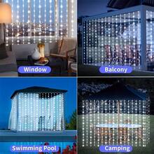 1pc 3M*3M 300LED Solar Copper Wire Fairy String Lights With Hooks, 8 Modes Automatic Light Sensor, Outdoor Garden Balcony Wedding Christmas Valentine's Day Party Decoration - 3M*3M300LED - View 8