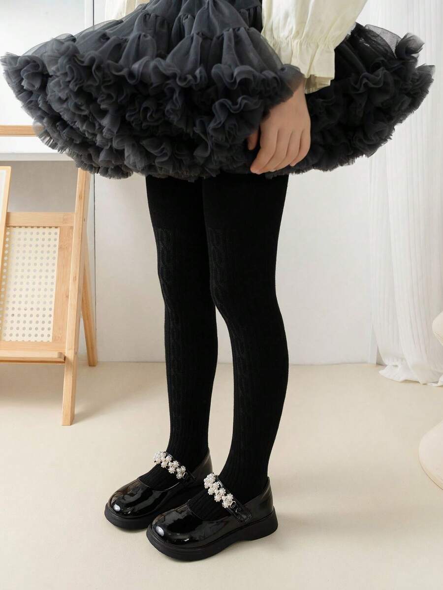 1pc Girls' Tights Baby Kids' Stocking Tights For Toddler And Little Girls - Black - View 1
