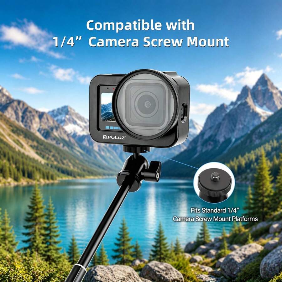 PULUZ Aluminum Alloy Camera Cage For MISSION 1 / 1 Pro, 58mm UV Filter And Lens Cap (Color: Black) - View 1