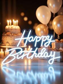 1pc Happy Birthday LED Neon Sign, Acrylic Material, Holiday Wall Decor, Suitable For Home Party And Dorm Room Wall Decoration, USB Powered, Ideal Choice For Birthday Party Theme - Happy Birthday Light Board - View 12