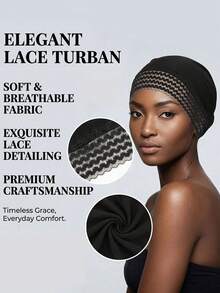 2/1pc Women's Solid Color Headscarf, Upgraded Lace Trim, Fashionable Versatile Hat, Casual Comfortable Daily Wear - Multicolor - View 6
