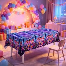 1pc Cartoon Character Theme Tablecloth, Christmas Decoration Set, Tablecloth, Party Happy Birthday Decoration, Yard Use, Room Decor, Perfect For Birthday Parties And Holiday Gatherings. Best Party Gift For Friends And Couples - Multicolor - View 7