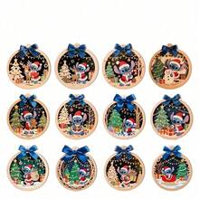 BUTTBILL Hot-Selling Recommended Stitch Theme Decorative Hanging Ornament, New Creative Christmas Decoration Wooden Stitch Pendant For Christmas Tree, Yard, Home, Party, Cute - Multicolor - View 6