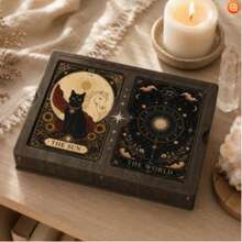 1pc Vintage Wooden Card Box, Wooden Card Storage Box. Perfect For Storing Cards And Memorabilia, Ideal Gift For Halloween, Christmas And Thanksgiving - Multicolor - View 7
