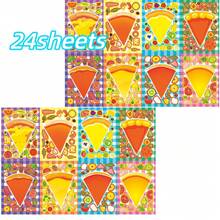 24pcs DIY Pizza Stickers For Kids, Christmas Party Stickers, Parent-Child Interactive Puzzle Toy, Brain Development, Holiday Party Gift, Gift Wrapping Stickers, Kindergarten Toy, Home Decor, Stick On Table, Notebook, Balloon, Suitcase, Refrigerator, Etc. - Mixed Color - View 1