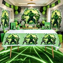 1set/30pcs Hero Character Tablecloth, Waterproof Rectangular Tablecloth, Green Cracked Background Design Tablecloth, Perfect For Theme Celebrations, Dinner Parties, Movie Theme Gatherings, Party Table Decor, Party Accessories - Multicolor - View 2