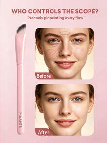 MAANGE 3pcs Makeup Tool Set Including 2 Face Makeup Brushes (Foundation Brush, Highlighter Brush) + 1 Makeup Sponge, Gift For Women And Girls, Travel Makeup Brush Set/Accessories - Pink - View 7