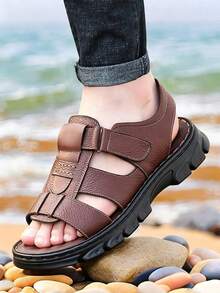 Sandalias para Hombre de Playa y Senderismo - Punta Abierta, Suela Blanda Antideslizante, Transpirables de Cierre de, Cómodas y Duraderas para Exteriores - Marrón - Ver 5