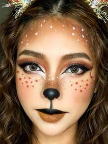 1pc Reindeer Face Tattoo Sticker, Christmas Freckle Tattoo Sticker, Cute Deer Shape Sticker, Waterproof, Christmas Sticker, Deer Makeup, Suitable For Holiday Party Costume Christmas Decoration - Multicolor - View 3