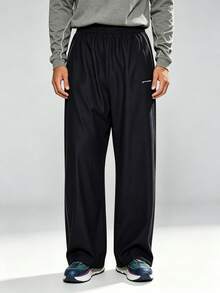 veidoorn Men's Straight-Leg Athletic Pants, With Drawstrings At The Ankles, Simple Casual Pants, For Sports, Outdoor Activities, Hiking - Black - View 3