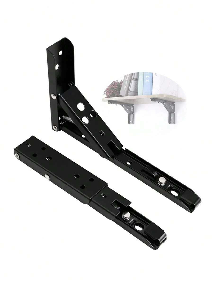 Heavy‑Duty Fold Down Shelf Bracket Metal Triangle Wall Support, Spring‑Assisted Locking Collapsible Bracket For Wall Table, Garage Workbench, Home Storage Shelving, Space‑Saving Hardware Kit