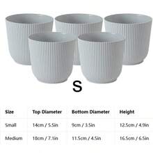 Thickened Slouchy Desktop Vertical Stripe Round Plastic Hydroponic Planter For Butterfly Orchid And Snake Plant, Anti-Ceramic Flower Pot, Minimalist Versatile Matte Solid Color, Suitable For Living Room, Bedroom, Office, Windowsill, Succulents And Pothos, Large And Small Sizes Available - Minimalist Flower Pot - View 20
