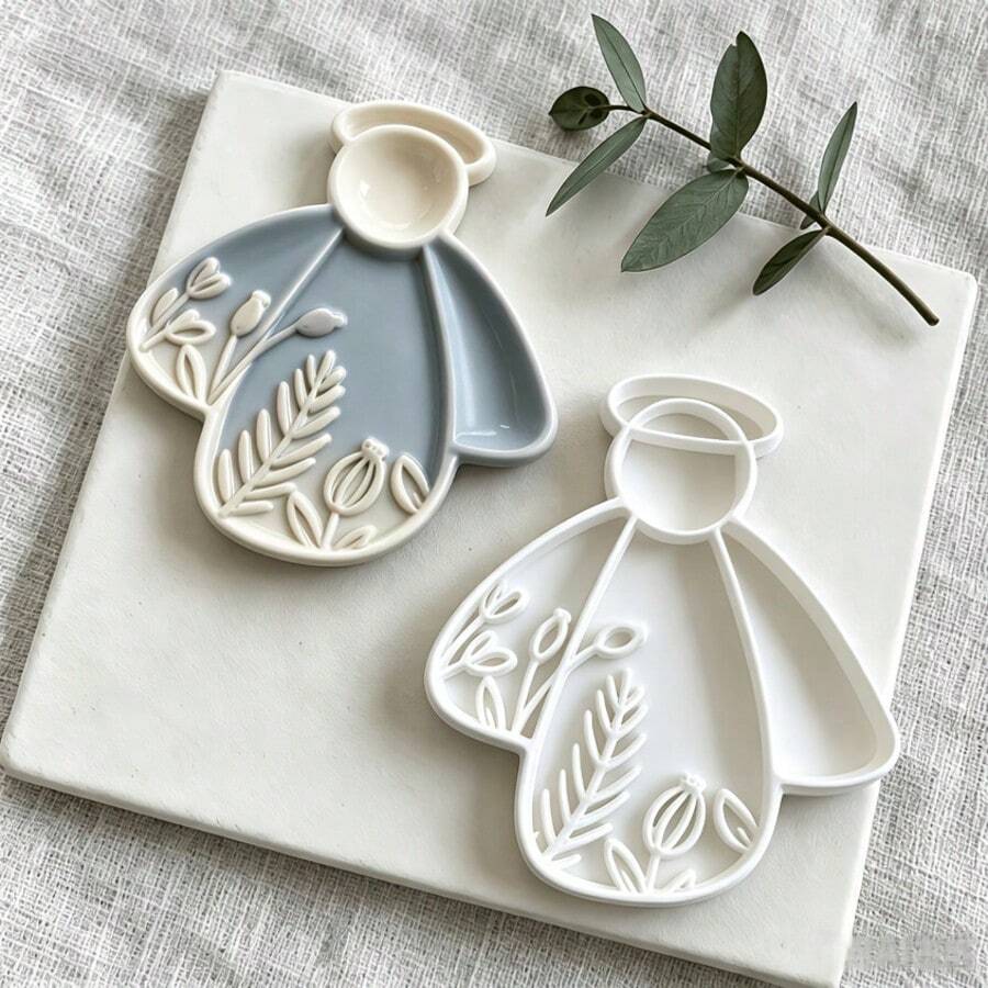 Blessing Angel Shaped Clay Polymer Cutter, Suitable For Making Hanging Decorations And Jewelry Trays, Used For Placing Rings And Earrings, And Photographing Small Items - White - View 1
