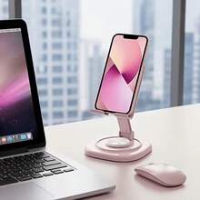 1件可調節金屬桌面手機支架，360°旋轉可折疊平板電腦支架，通用桌面支架，兼容智慧型手機與平板電腦 - 彩色 - 查看 3