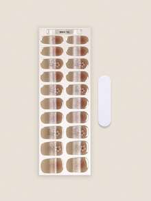 Christmas Semi Cured Gel Nail Strips, 20Pcs Long Lasting Salon Quality Wraps, Easy Apply & Remove Gel Nail Stickers With UV Light - Rose Gold - View 3